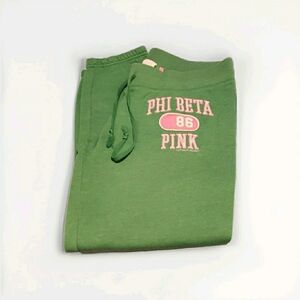 Victorias Secret Pink - Green Phi Beta Pink Sweatpants